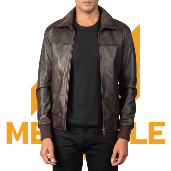 Air Rolf Brown Leather Bomber Jacket