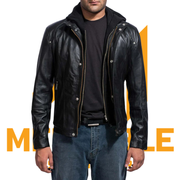 Highschool Black Hooded Leather Jacket