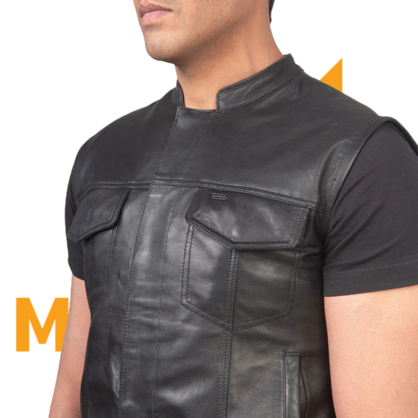 Atlas Moto Black Leather Vest - Image 5