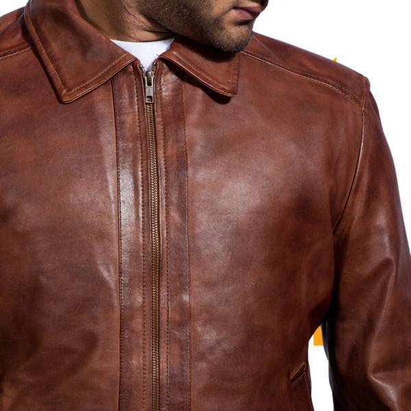 Inferno Brown Leather Jacket - Image 2