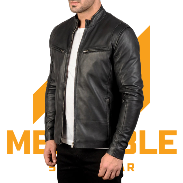 Ionic Black Leather Jacket - Image 2