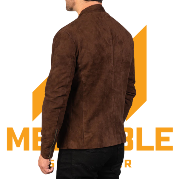 Charcoal Mocha Suede Biker Jacket - Image 2