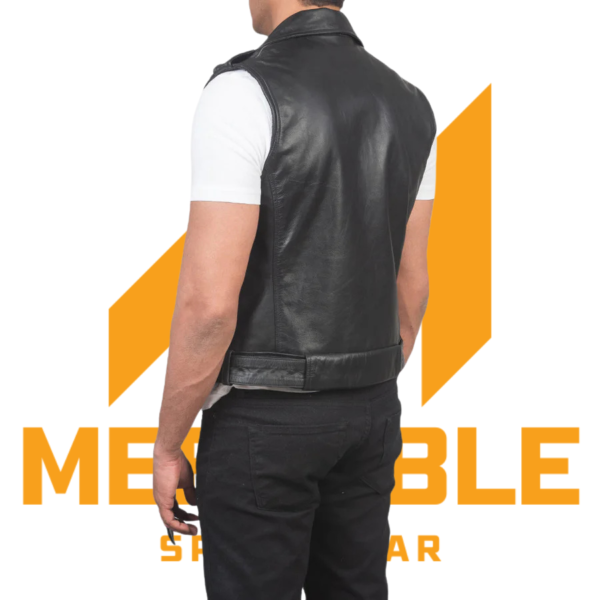 Sullivan Black Leather Biker Vest - Image 4
