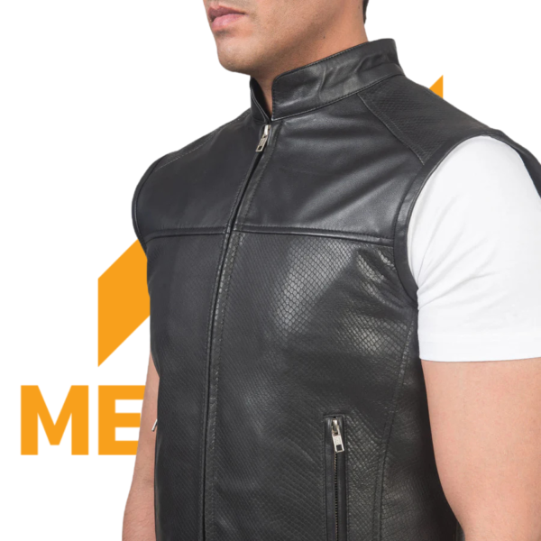 Black Leather Biker Vest