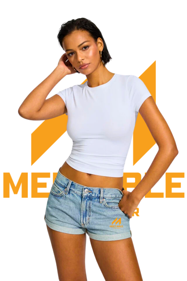Low Rise Cuffed Denim Shorts