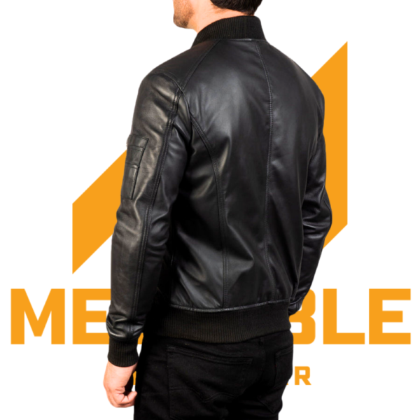 Bomia Ma-1 Black Leather Bomber Jacket - Image 2