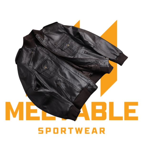 Agent Shadow Brown Leather Bomber Jacket - Image 5