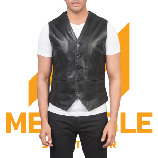 Auden Black Leather Vest - Image 3