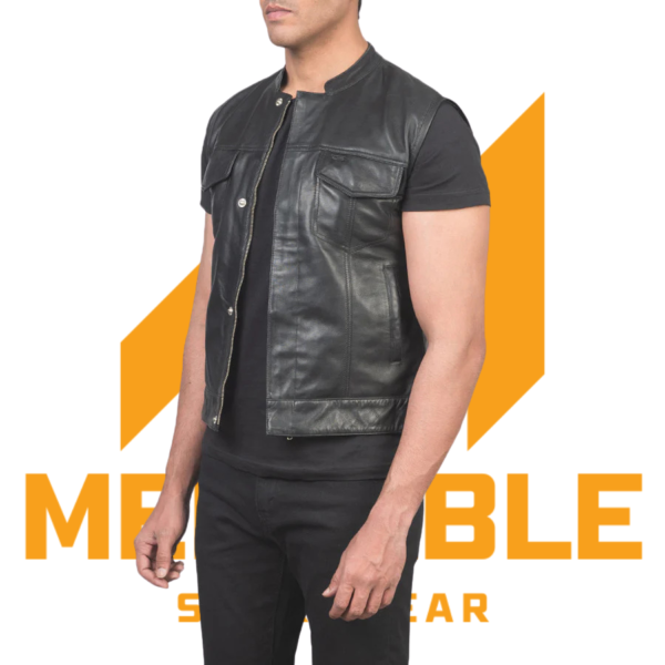 Atlas Moto Black Leather Vest - Image 3