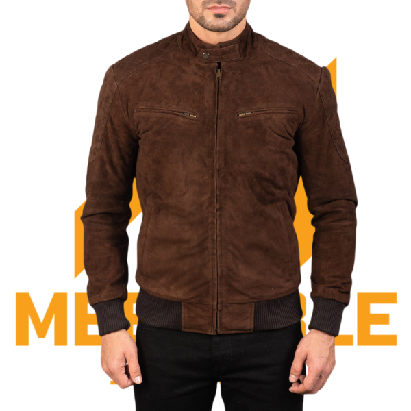 Sven Mocha Suede Bomber Jacket - Image 4