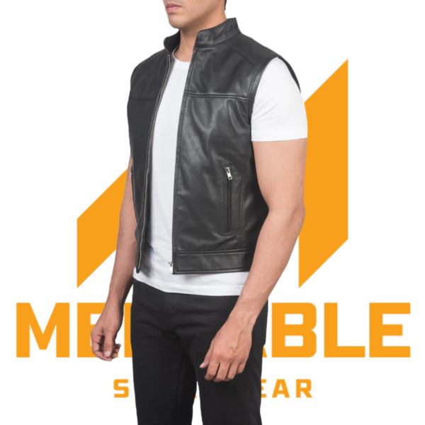 Black Leather Biker Vest