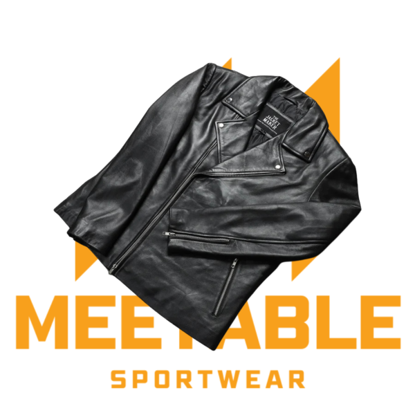 Noah Black Leather Biker Jacket - Image 5