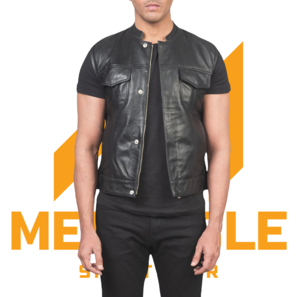 Atlas Moto Black Leather Vest