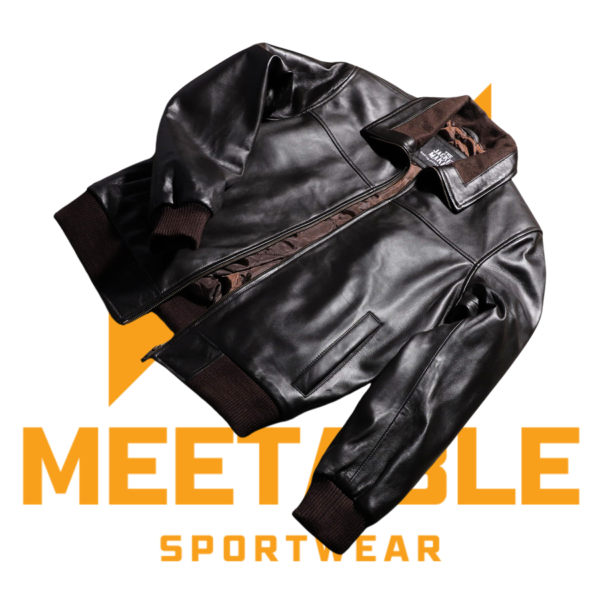 Air Rolf Brown Leather Bomber Jacket - Image 6
